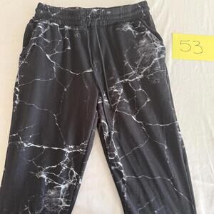 ShoSho Black and White Marble Pattern Jogger Pants Small